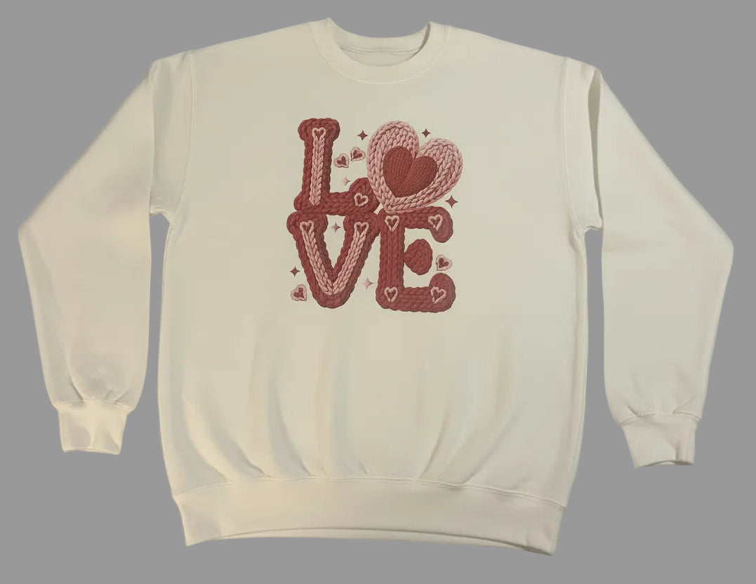 LOVE “Faux Yarn” Print Adult Sweatshirt