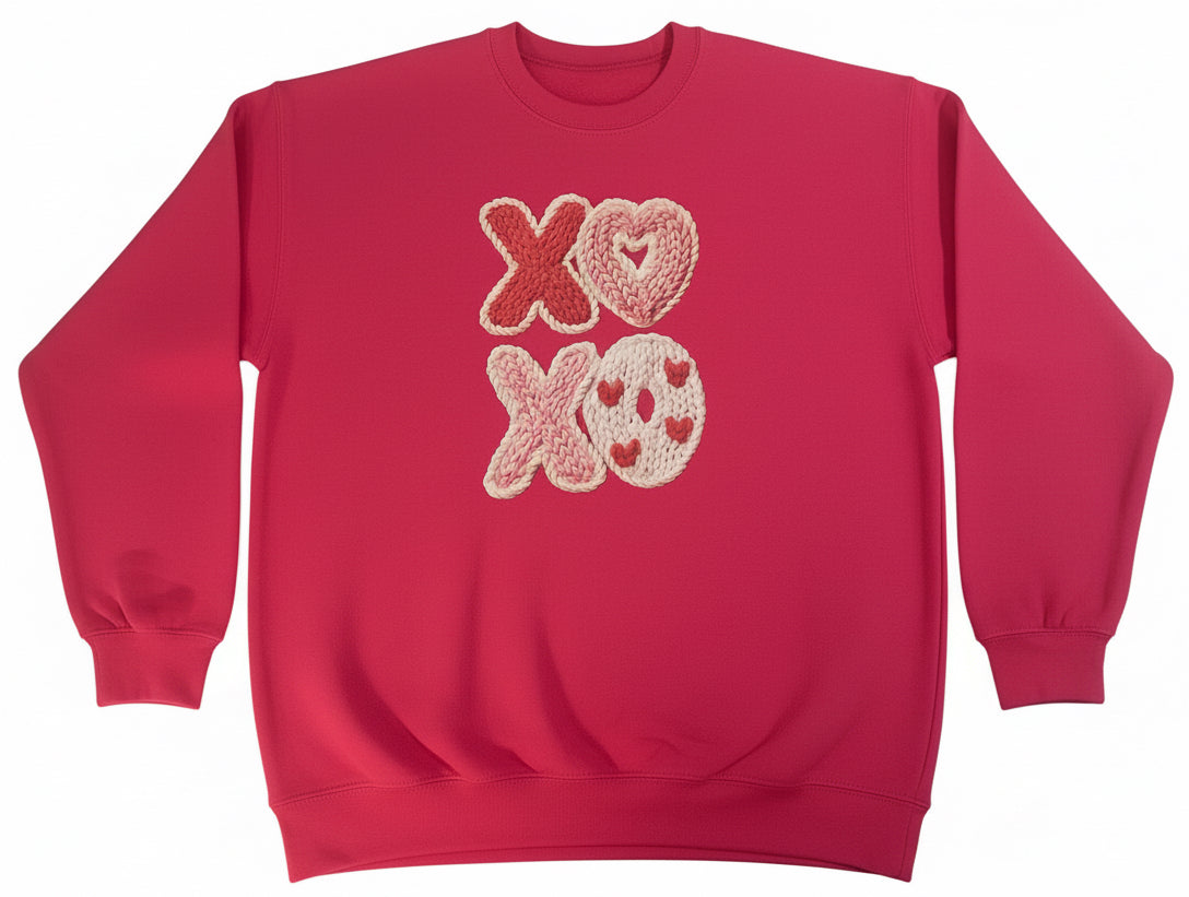 XOXO "Faux Yarn" Print Adult Sweatshirt