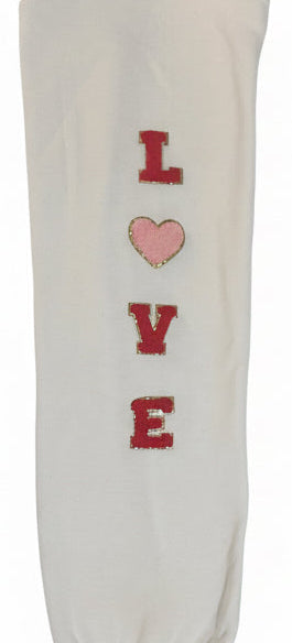 “LOVE” on Sleeve/Heart embroidered patch Adult sweatshirt