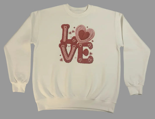 LOVE “Faux Yarn” Print Adult Sweatshirt